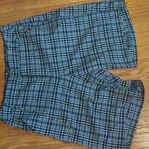 Hot Topic Black/White plaid shorts with detachable chain